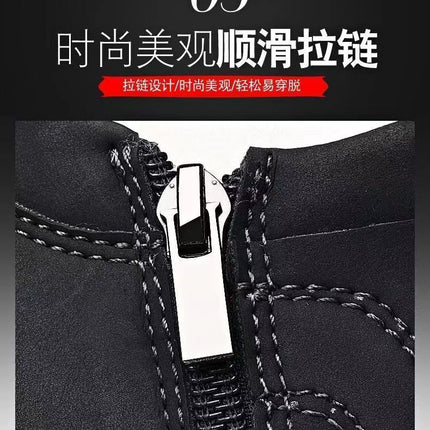 Cold-resistant warm cotton-padded shoes men's warm winter thickened fluff outdoor leather high-top one-piece Northeast snow boots non-slip