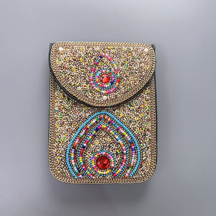 Bohemian Women's Mobile Phone Bag Xinjiang Inner Mongolia Yunnan Travel Souvenir Retro Heavy Industry Rice Bead Shoulder Bag