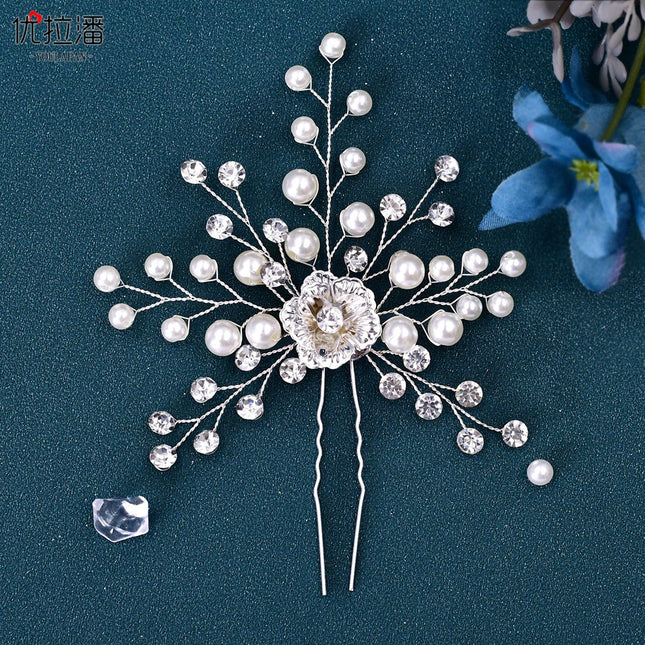 Youlapan Foreign Trade Pearl Rhinestone Hairpin Wedding Dress Hair Fork Korean Style Bridal Elegant Hair Accessories Wholesale Hp503