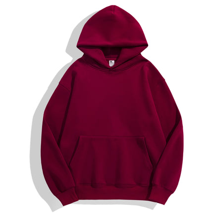 Lamb Wool Drop-Shoulder Loose Sweatshirt with Pockets, Hooded Pullover, Trendy Heavyweight Thickened Autumn and Winter Hoodie, Casual Fashion