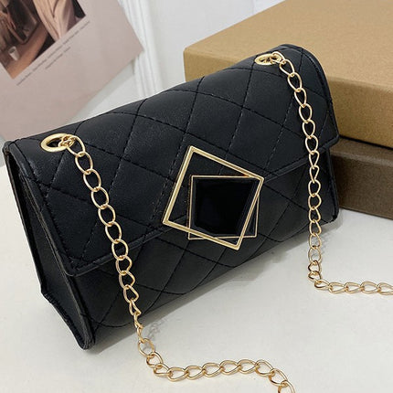Women's Bag 2025 New Model Square Lock Chain Embroidered Small Square Bag Small Bag Fashion Style Mobile Phone Bag Cross-Border