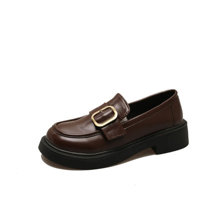 Loafers Thick-soled 2023 Autumn New Style Slip-on Explosions Spring and Summer High-end British-style Soft-soled Leather Shoes