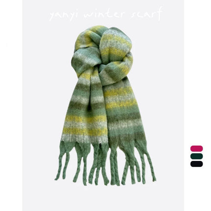 Imitation Cashmere Autumn and Winter Scarf Collection Plaid Scarf Women's Winter Thickeneded Warm Shawl Pure Color Student Scarf Cross-Border