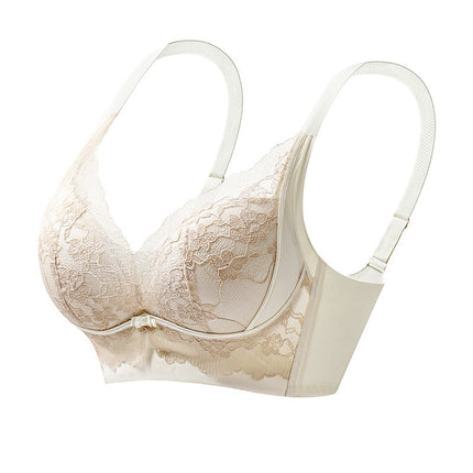 Autumn and Winter Non-Magnetic Lace Underwear for Women, Red, Wire-Free, Anti-Sagging Push-Up Bra, New Product, Breast Reduction and Delivery