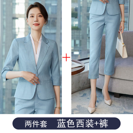 Curry Color Seven-sleeve Suit Jacket Women's Spring and Autumn 2024 New Goddess Style Casual Small Suit Casual Professional Suit