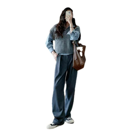 Autumn Skirt Women's 2023 New Early Autumn Wear suit Academy Style Shirt Vest Autumn Wear with a Complete Set