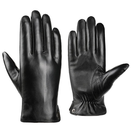 Leather Gloves Men's Winter Velvet Thickeneded Cycling Windproof Waterproof Warm Touch Screen Motorcycle Cotton Winter Cycling Gloves