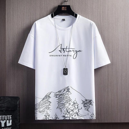 New Quick-drying Ice Silk Gradient suit Men's Short-sleeved T-shirt Summer Casual Shorts Sports Two-piece Handsome Men's Wear
