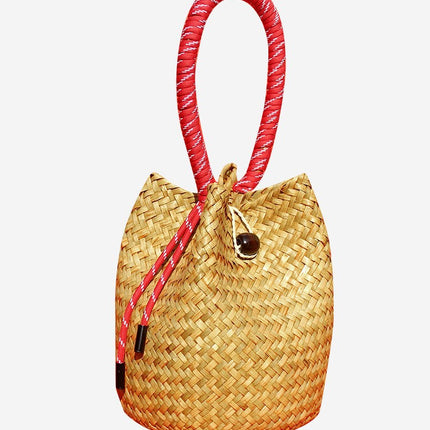 Straw Bag Artificial Flower Handmade DIY Material Bag Handmade Handbag Warm-Up Event Team Building Salon Holiday Gift