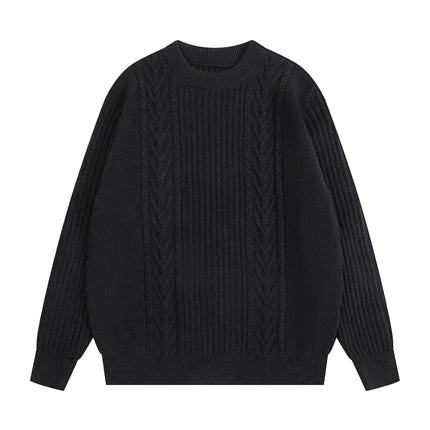 Autumn and Winter Cable Knit Crew Neck Loose Long-Sleeve Knit Sweater Top Casual Versatile Urban Casual