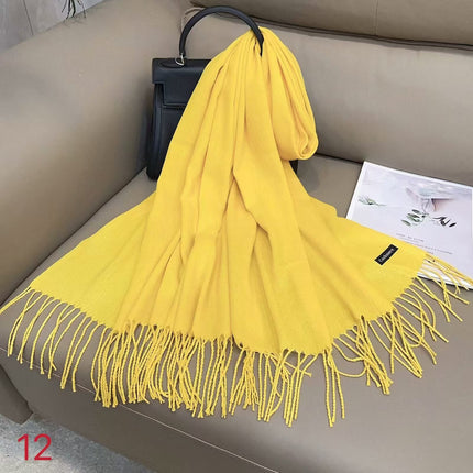 Solid color cashmere scarf women's thin scarf long air conditioning shawl autumn and winter warm Malaysia headscarf wholesale