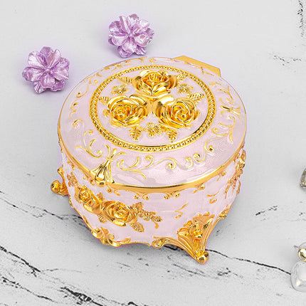 Cross-border E-commerce European-style Retro Metal Jewelry Box Exquisite Enamel Color Necklace Jewelry Storage Box Princess Jewelry Box