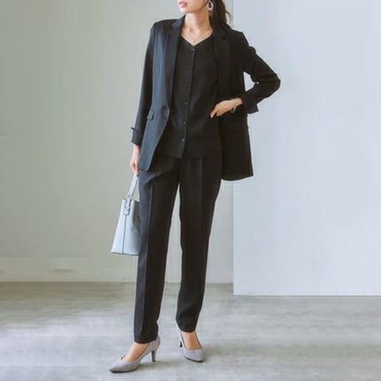 Japanese Style 2026 Small Suit Set, Korean Version, High-End British Style, Casual Spring and Autumn New Suit Vest Three-Piece Set for Women
