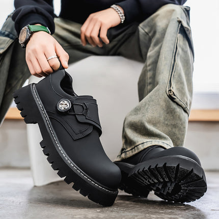 Spring men's shoes work shoes new business waterproof black tooling shoes chef shoes men Korean thickness board shoes wholesale