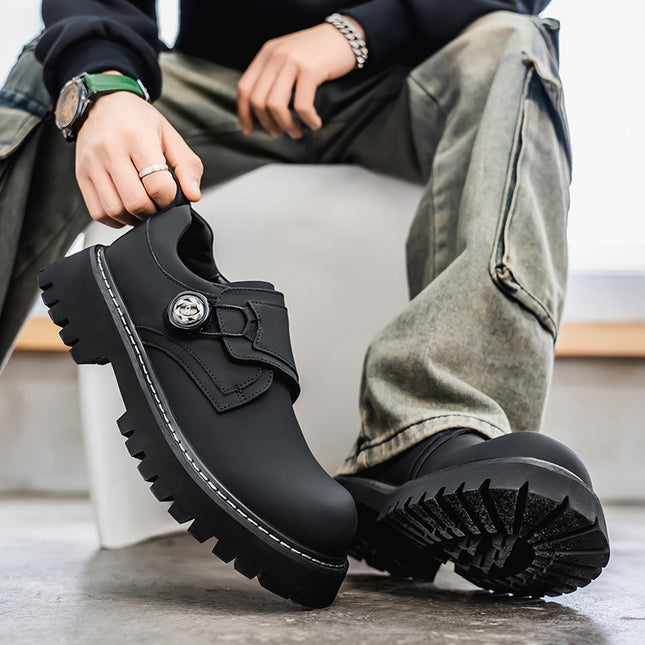 Spring men's shoes work shoes new business waterproof black tooling shoes chef shoes men Korean thickness board shoes wholesale