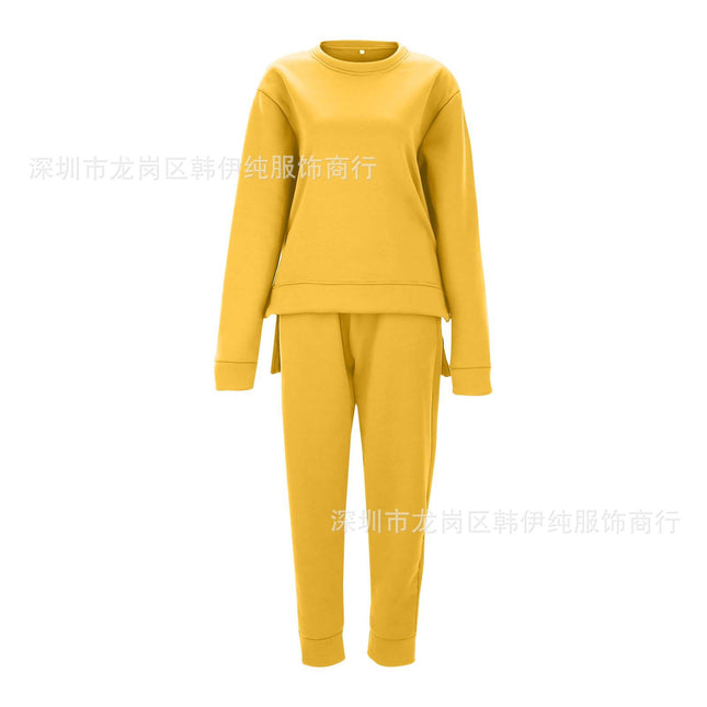 2023 Amazon cross-border new loose plus size top women's long sleeve hot figure sweater fleece-lined casual suit wholesale