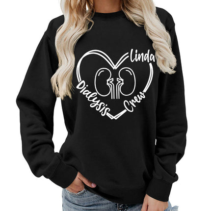 Foreign trade supply dialysis love printing round neck women's coat sweater foreign trade supply autumn and winter coat leisure