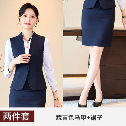 Business Wear Tooling Vest Women's Spring and Autumn New Temperament Hotel Manager Front Desk Reception Overalls with Vest