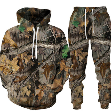 European and American winter cross-border 3D sweater hot fishing camping digital printing men's fashion trend hoodie suit