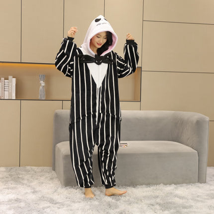 Spring, Autumn and Winter New Cartoon One-Piece Flannel Home Clothes That Can Be Worn Outside, Men's and Women's Same Style Pajamas, Casual Style for Toilet