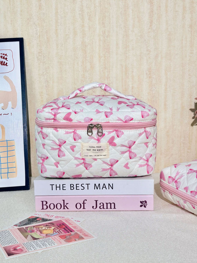 Cross-Border Best-Selling Polyester-Cotton Cosmetic Bag for Women, Large Capacity Travel Portable Toiletry Bag, Makeup Brush Storage Bag