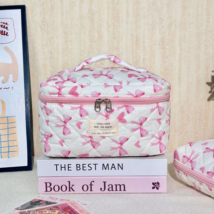 Cross-Border Best-Selling Polyester-Cotton Cosmetic Bag for Women, Large Capacity Travel Portable Toiletry Bag, Makeup Brush Storage Bag