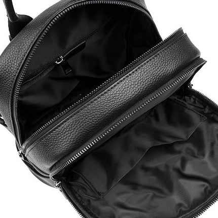 Genuine Leather Cross-Border Backpack for Women Black First Layer Cowhide Women's Backpack Trendy Fashion Versatile Soft Leather Women's Bag Wholesale