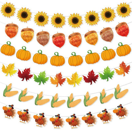 Amazon New Cross-Border Holiday Theme Party Supplies Thanksgiving Flag Banner Garland Hanging Decorations