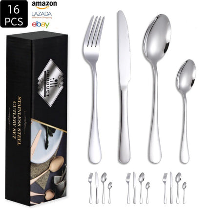Cross-border Amazon stainless steel tableware 24 pieces suit Western tableware steak knife fork spoon gift box tableware suit