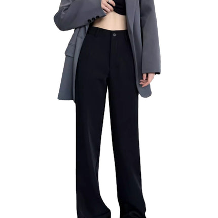 Loose black suit pants women's trousers straight mop casual drop-down wide-leg pants high waist spring and autumn draping slimming