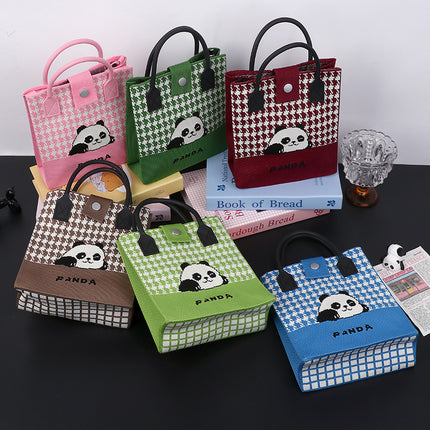 Cute Panda National Style Trendy Tote Bag Crossbody Large Handbag All-match Daily Casual Soft Rubber Handle