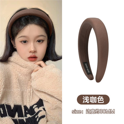 Wide-brimmed white headband 2025 new women's summer high-end hair bundle high skull top face small hair clip headdress