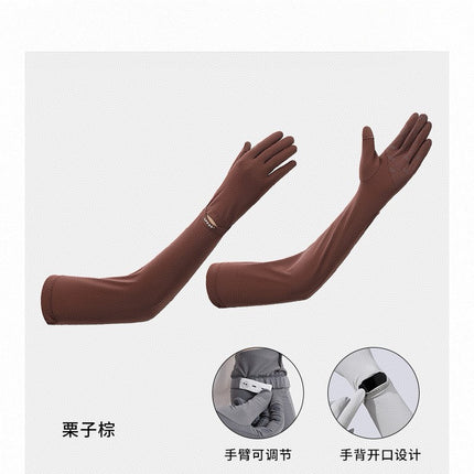 Summer Sunscreen Sleeve Women's Anti-UV Ice Silk Gloves Driving Sunshade Layered Arm Sleeve Outdoor Summer Thin
