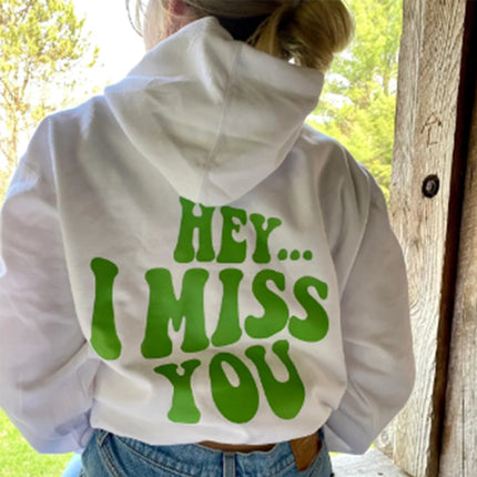 Cross-Border Export Women's Large Size Velvet Sweatshirt Letter Slogan Print Kangaroo Flap Pocket Pants Drawstring Print Hoodie