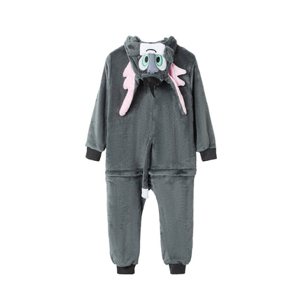 2025 Spring, Autumn and Winter Adult and Children's One-Piece Home Clothes Cartoon Purple Cat Pajamas Can Be Weared Out Couple Style Parent-Child Clothes