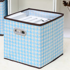 Coverless drawer model houndstooth sky blue double-sided portable (plastic buckle) / Large size (28*28*28cm)