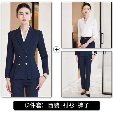 Autumn and Winter Professional Small Suit Suit, Feminine Formal Suit Two-Piece Suit, Beautician Front Desk Work Clothes