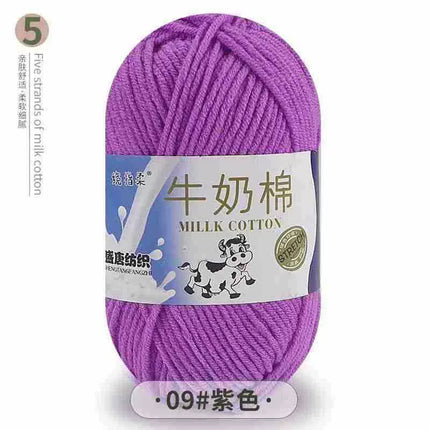 Five-Strand Milk Cotton Yarn Wholesale Medium-Thick Yarn Crochet Doll Shoes Scarf DIY Knitting Material Kit Crochet