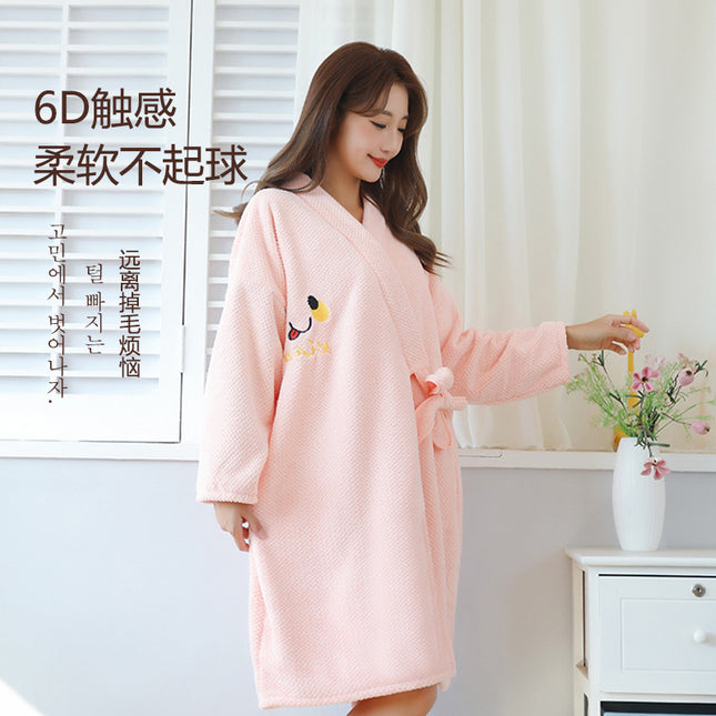 Women's bath towel can be worn and wrapped soft absorbent thick long sleeve lace-up bathrobe beauty salon home wear internet celebrity bathrobe