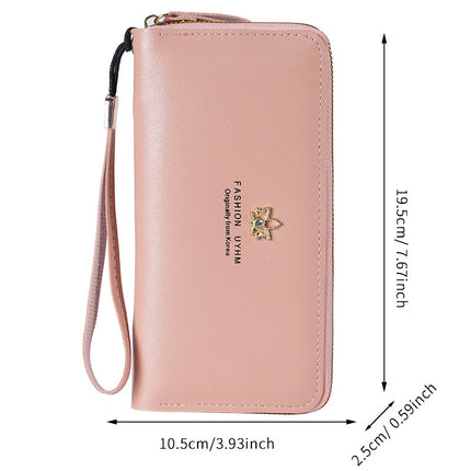 Factory wholesale new wallet women's zipper long Korean style mobile phone bag large capacity Fashion Coin Purse handbag