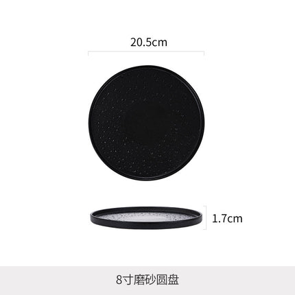 Simple Nordic Style Solid Color Ceramic Western Food Steak Plate High Color Value Mars Pit with Edge Disc Dim Dessert Plate