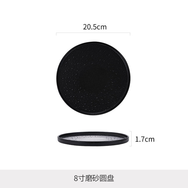 Simple Nordic Style Solid Color Ceramic Western Food Steak Plate High Color Value Mars Pit with Edge Disc Dim Dessert Plate