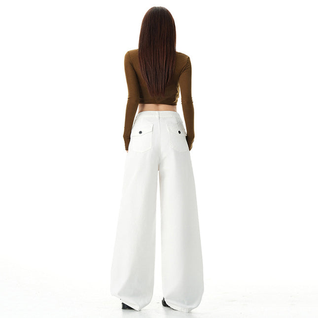 High Street American Jeans for Women 2025 Early Spring New Retro High-Waisted Loose Straight Slimming Look Floor-Length Trousers