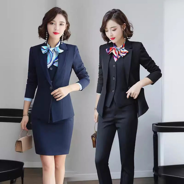 Three-piece suit overalls manager interview formal attire front desk beauty salon business attire bank mobile vest uniform