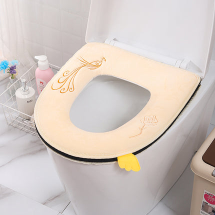 Household toilet cover portable zipper toilet seat cushion winter plush toilet seat cover waterproof thickened toilet mat