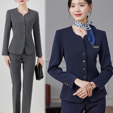 High-end professional suit suit female autumn high-end temperament jewelry hotel manager front desk reception beauty salon overalls