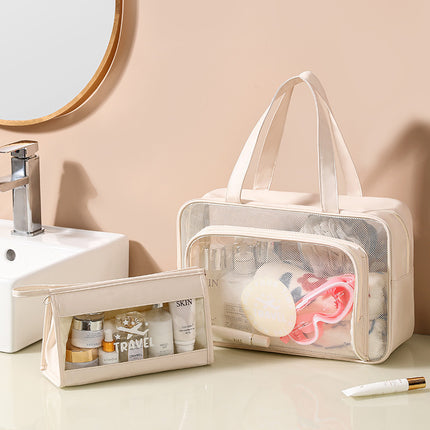 Transparent PVC Wash Bag Portable Shoulder Dry and Wet Separate Bag Swimming Fitness Bath Bag Waterproof Makeup Storage Bag