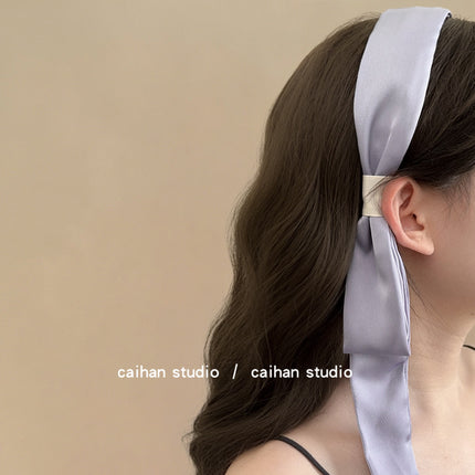 Roman Holiday ~ French Wide-brimmed Satin Ribbon Hair Hoop Women's High-grade Style Disc Hair Niche Design Super Fairy Hair Accessories for Summer