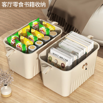 Sundry Storage Box Cream Style Plastic Fit Box with Lid Desktop Storage Box Storage Box Household Toy Storage Basket