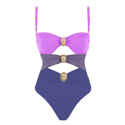 2025 European and American New Arrival Swimsuit suit Women's Gold Plated Round Color Hollow Cross-Border Lazada Sexy Bikini